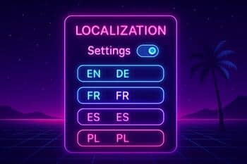 Localization settings UI with multiple languages