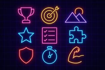 Challenge iconography grid with simple pictograms