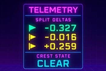 Telemetry panel showing deltas and flags