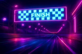 Finish line with digital chequer pattern