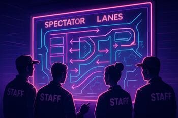 Ushers reviewing wayfinding map