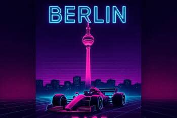 Berlin synth poster with magenta skyline