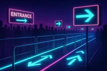 Spectator lanes with neon wayfinding